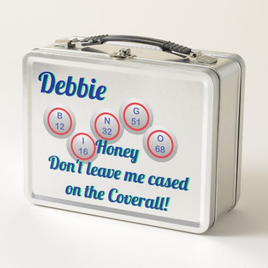 名前とビンゴボールを付けたビンゴ メタルランチボックス (正面)