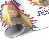 名前とフォトアメリカンUSAパターンのパーソナライズ ラッピングペーパー (ロールコーナー)