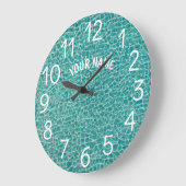 名前とフォトスイミングプールウォーターLarの追加 ラージ壁時計 (傾斜)