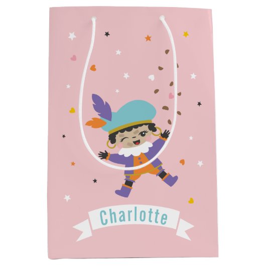 名前とペペルノテンのかわいいピエチェ ミディアムペーパーバッグ (正面)