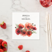 名前とポピーと緋色の花びらセレナーデ スタンダードカクテルナプキン (インサイチュ)