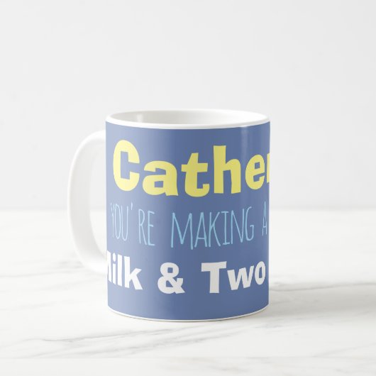 名前とミルクと砂糖の手順 コーヒーマグカップ (正面左)