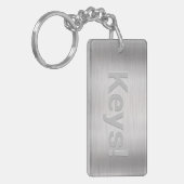 名前とメッセージのパーソナライズ、ブラシ付きスチール キーホルダー (正面左)