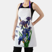 名前とメッセージの紫のアイリスエプロン エプロン (インサイチュ)