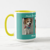 名前とメッセージ付きの3つのペットの写真 マグカップ (左)