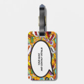名前とメッセージ音声バブルおもしろいレトロ ラゲッジタグ (裏面縦)