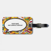 名前とメッセージ音声バブルおもしろいレトロ ラゲッジタグ (裏面横)