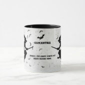 名前とメッセージ ハロウィンウィッチ – 白黒 マグカップ (中央)