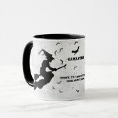 名前とメッセージ ハロウィンウィッチ – 白黒 マグカップ (正面左)