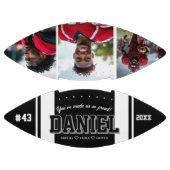 名前とモダン文字写真記念ギフト アメリカンフットボール (パネル)