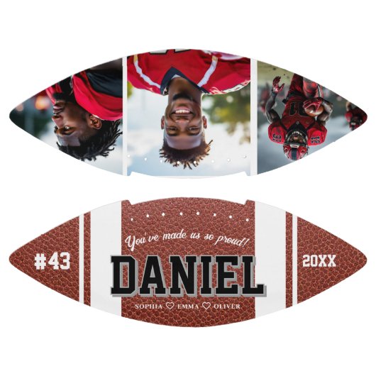 名前とモダン文字写真記念ギフト アメリカンフットボール (パネル)