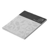 名前とモノグラムで裏打ちブラックダマスク ノートパッド (回転)