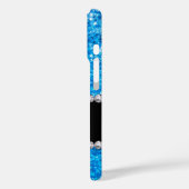 名前とモノグラムとスパークルブルーグリッター&宝石 Case-Mate iPhoneケース (裏面 / 左)