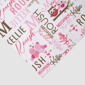 名前とモノグラムのコラージュを持つ愛の鳥 薄葉紙 (詳細)