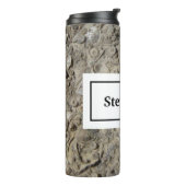 名前とモノグラムの化石の石灰岩 タンブラー (回転左)