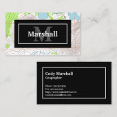 名前とモノグラムの地形図 名刺 (正面/裏面)