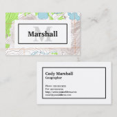 名前とモノグラムの地形図 名刺 (正面/裏面)