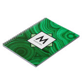 名前とモノグラムをオンにしたグリーンミネラルデザイン ノートブック (左側)