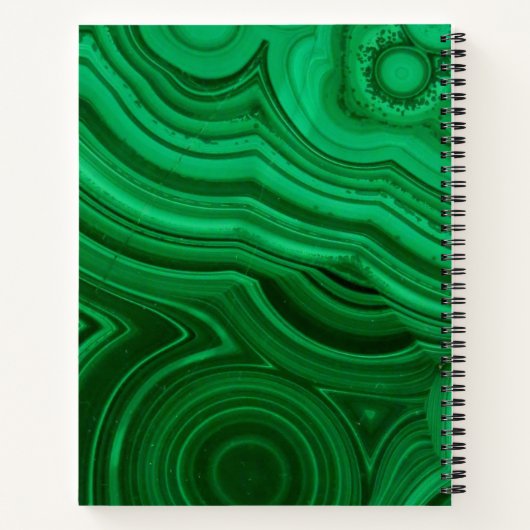 名前とモノグラムをオンにしたグリーンミネラルデザイン ノートブック (裏面)