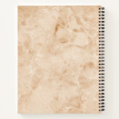 名前とモノグラムをオンにしたピンクの大理石ロックテクスチャ ノートブック (裏面)