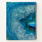 名前とモノグラムを付けた青いアゲイト ノートブック (裏面)