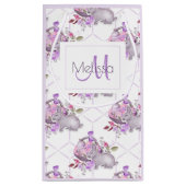 名前とモノグラムを持つイースターバスケットとバニー スモールペーパーバッグ (裏面)