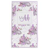 名前とモノグラムを持つイースターバスケットとバニー スモールペーパーバッグ (正面)