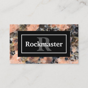 名前とモノグラムを持つPink Granite Rockテクスチャ 名刺