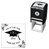 名前とモノグラムフローラ卒業キャップクラス セルフインキングスタンプ (インサイチュ)