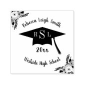 名前とモノグラムフローラ卒業キャップクラス セルフインキングスタンプ (デザイン)