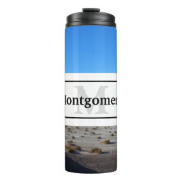 名前とモノグラム付きカリフォルニア砂漠の風景 タンブラー