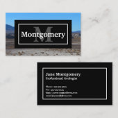 名前とモノグラム付きカリフォルニア砂漠の風景 名刺 (正面/裏面)