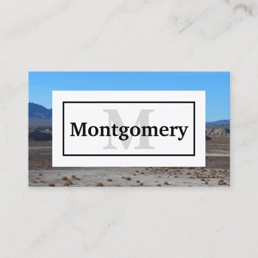 名前とモノグラム付きカリフォルニア砂漠の風景 名刺 (正面)