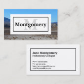 名前とモノグラム付きカリフォルニア砂漠の風景 名刺 (正面/裏面)