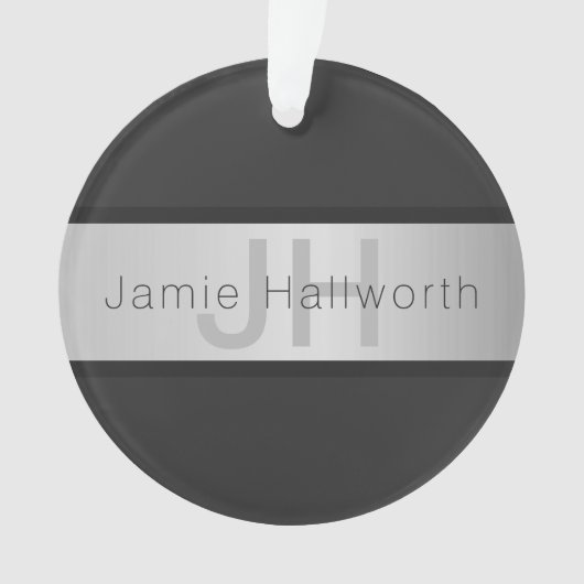 名前とモノグラム |グレーフェイクズ&シルバールック オーナメント (正面)