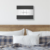 名前とモノグラム |グレーフェイクズ&シルバールック キャンバスプリント (インサイチュ (寝室))