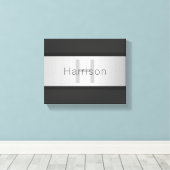 名前とモノグラム |グレーフェイクズ&シルバールック キャンバスプリント (インサイチュ (ウッドフロア))