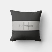 名前とモノグラム |グレーフェイクズ&シルバールック クッション (正面)