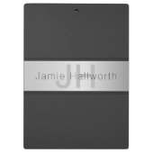 名前とモノグラム |グレーフェイクズ&シルバールック クリップボード (裏面)