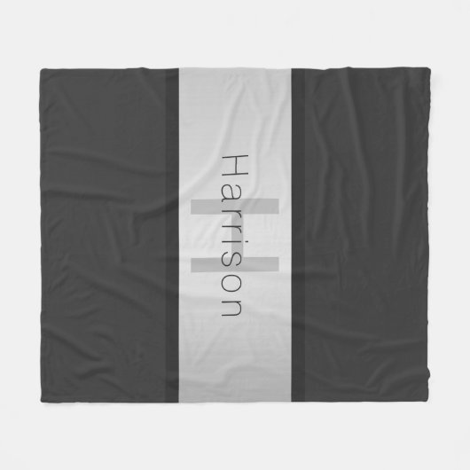 名前とモノグラム |グレーフェイクズ&シルバールック フリースブランケット (正面(横))