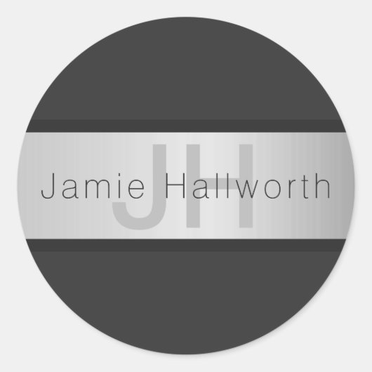 名前とモノグラム |グレーフェイクズ&シルバールック ラウンドシール (正面)