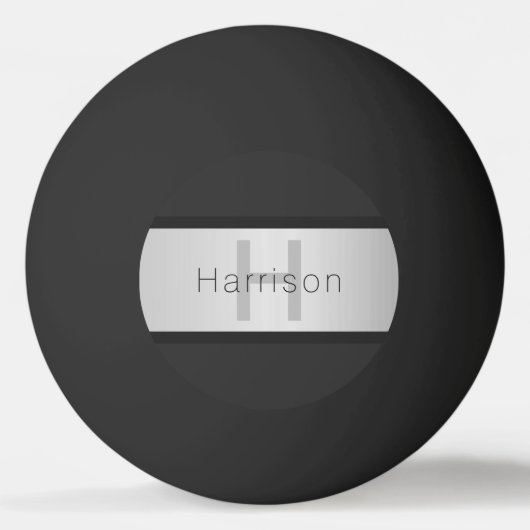 名前とモノグラム |グレーフェイクズ&シルバールック 卓球ボール (正面)