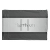 名前とモノグラム |グレーフェイクズ&シルバールック 枕カバー (裏面-左)