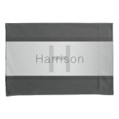 名前とモノグラム |グレーフェイクズ&シルバールック 枕カバー (正面右)