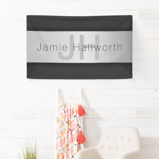 名前とモノグラム |グレーフェイクズ&シルバールック 横断幕 (インサイチュ)