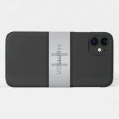 名前とモノグラム |グレーフェイクズ&シルバールック Case-Mate iPhoneケース (裏面(横))