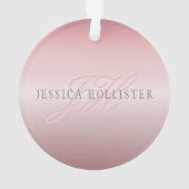 名前とモノグラム |ソフトフェイクバラ金ゴールド赤面 オーナメント (裏面)