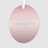 名前とモノグラム |ソフトフェイクバラ金ゴールド赤面 オーナメント (正面)