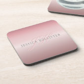 名前とモノグラム |ソフトフェイクバラ金ゴールド赤面 コースター (左側)