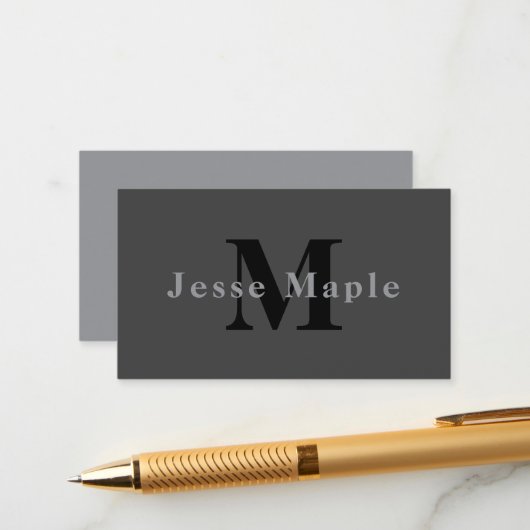 名前とモノグラム | ダークグレー エンクロージャーカード (正面/裏面インサイチュ)